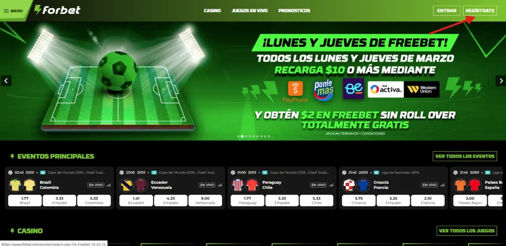 registrarte en Forbet Ecuador